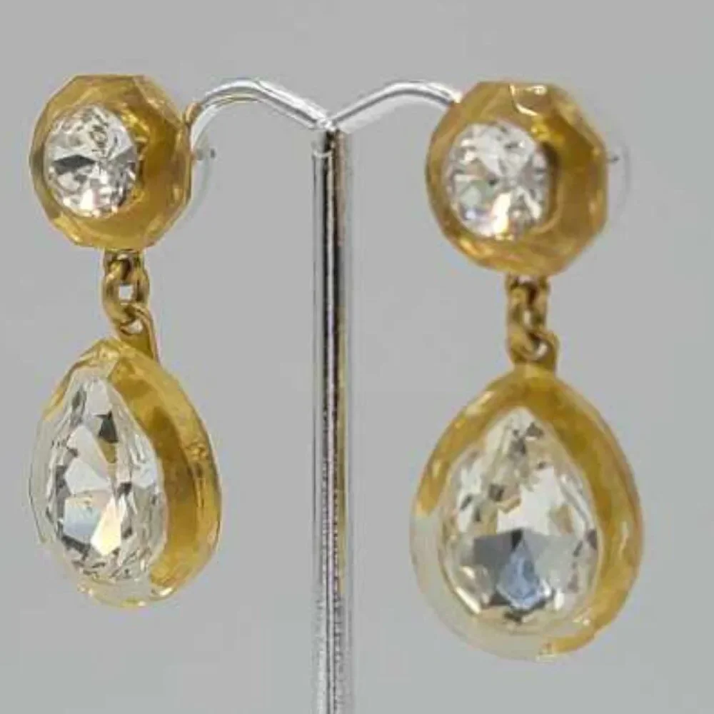 J Crew Clear Crystal Drop Earrings